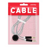AUX кабель 3.5-3.5мм (M-M) 1м, нейлоновая оплетка, черный (A-35-35 black) "SmartBuy"