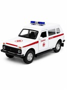 Металл. модель 12,7см "Нива. Скорая помощь" 2 двери откр-ся (TCC1813P-12D) свет фар, звук по 12шт. в блоке