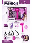 Игр. набор "Fashion Salon" (QY017): фен-стайлер на батар. с насадкой-стандарт + насадка-диффузер 2-е ножниц и бритва, в коробке