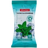 Салфетки влажные  15шт. "OfficeClean" 12*19см. (277483) универсальные, с экстрактом мяты