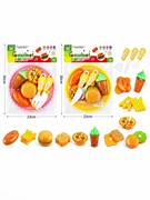 Игр. набор "Фастфуд" (A432-14A) 6 продуктов на липучках - для разрезания 3 стол. прибора, в 20см корзине, в пакете