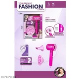 Игр. набор "Fashion Salon" (QY021): фен-стайлер темно-розовый на батар. со светло-розовыми насадками "стандарт" и "диффузер" в коробке