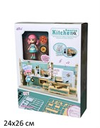 Игр. набор "Кухня с куклой" (6201-6207): плита и мойка со светом и звуком воды холодильник, кухонный уголок и продукты, в коробке - фото 326172