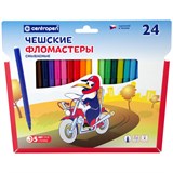 Фломастеры CENTROPEN "Пингвины" 24цв. (7790/24-86) смываемые, в карт. коробке