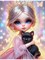 Алмазная мозаика 23*30см "Куколка с котиком" 10цв. (НД-2008) частичное заполнение, с подрамником - фото 310650